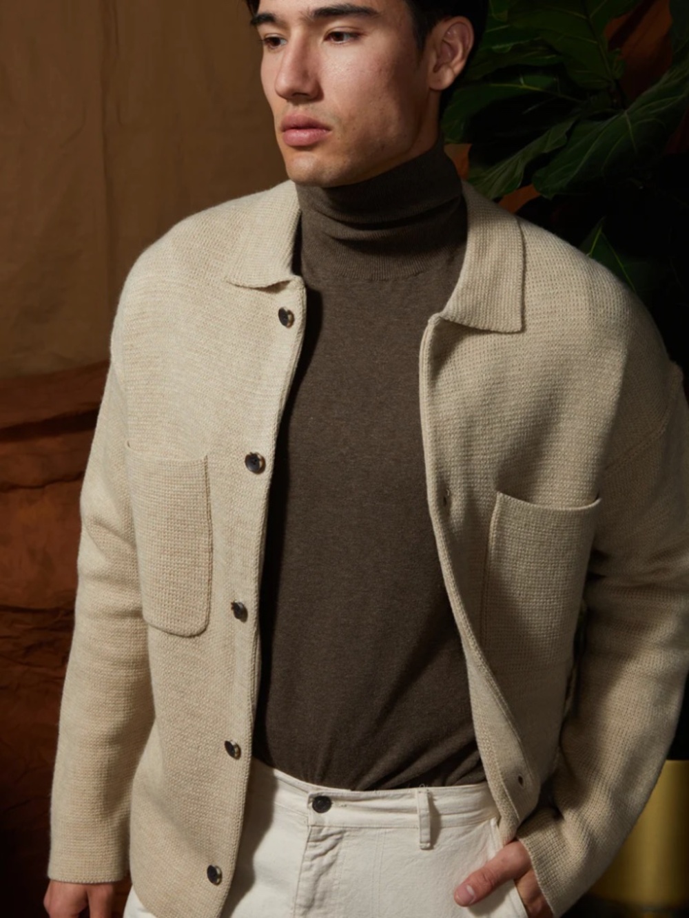 Civil Society Men's "Beaton" Boxy Sweater Jacket – Heather Oatmeal, Size Large - Picture 2 of 9